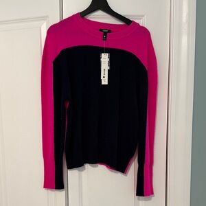 Aqua cashmere  Colorblock Crewneck Sweater - Pink & Black